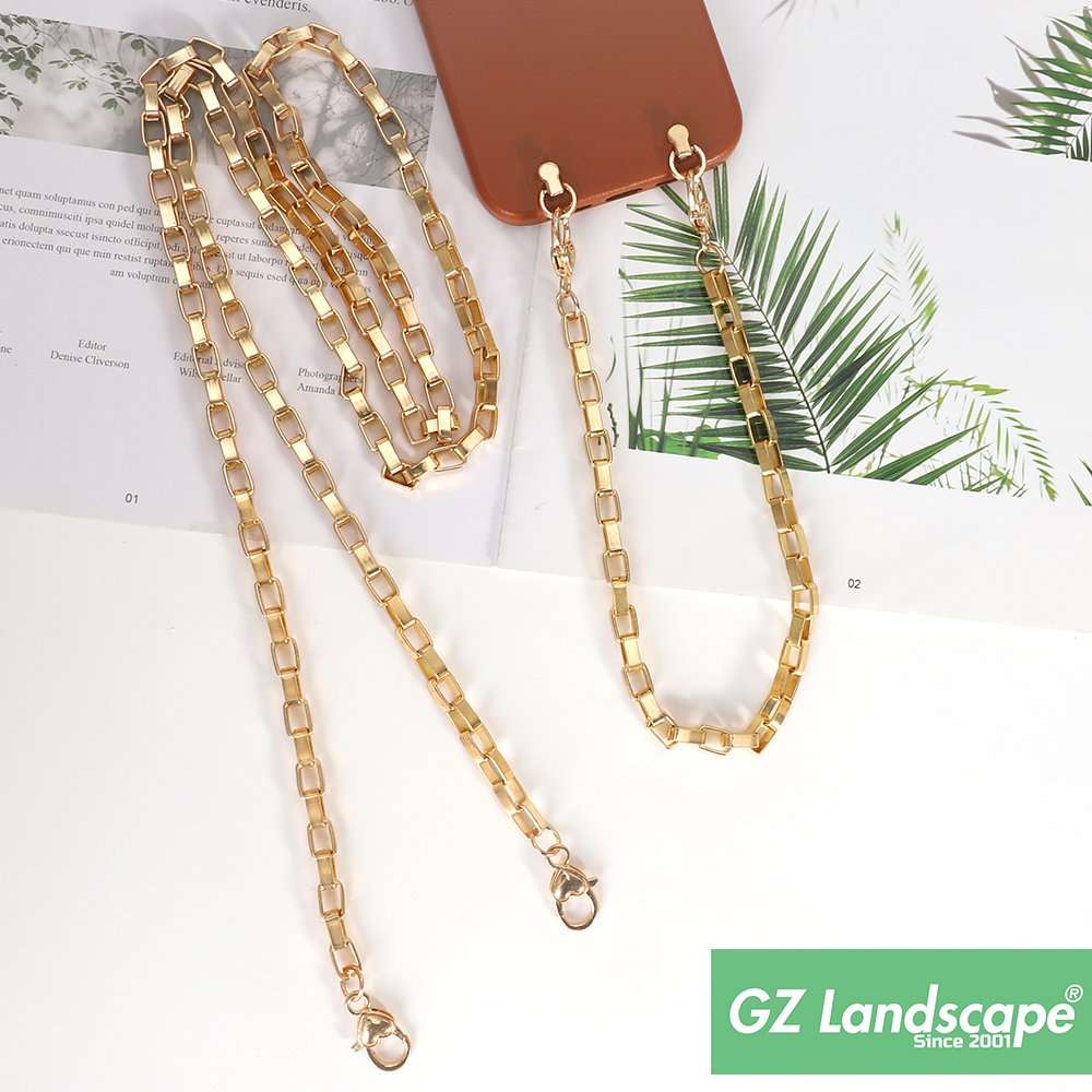 Metal sliver gold crossbody lanyard cell phone chain charm fashion wrist strap for mobiles phones