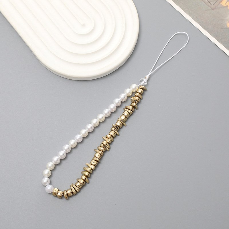 Short Style Irregular Silver Coins Beaded Mobile Phone Chain Phone Case Pendant Mobile Phone Straps