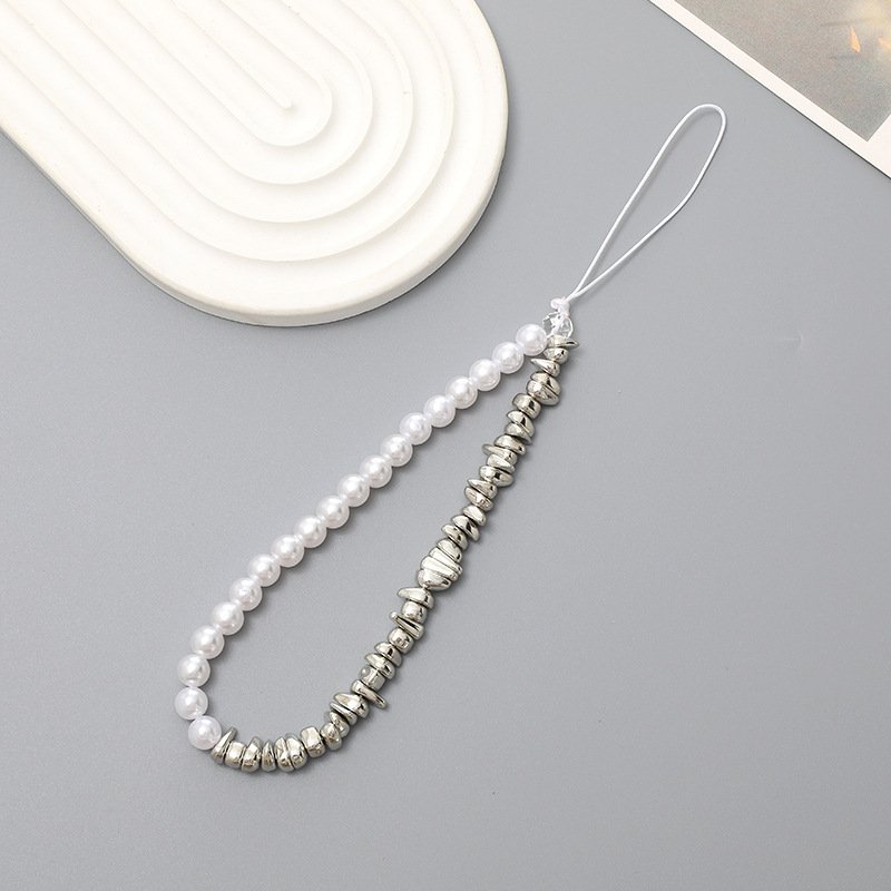 Short Style Irregular Silver Coins Beaded Mobile Phone Chain Phone Case Pendant Mobile Phone Straps
