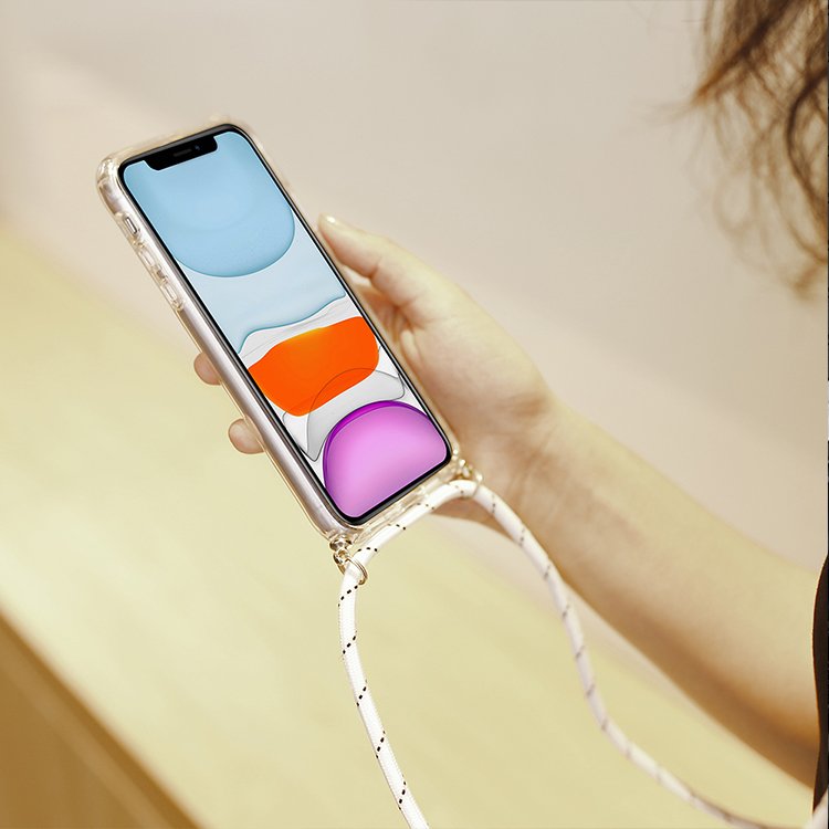 Hang Rope Mobile Phone Case For iPhone 11 12 13 14 15 16 Pro Max Diagonal Strap Soft TPU Clear Phone Cover
