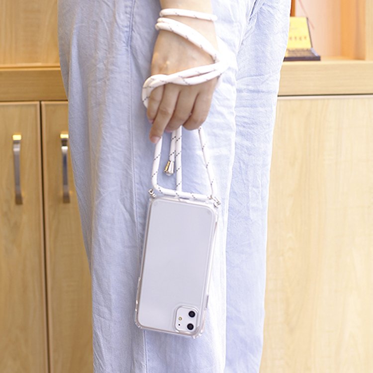 Hang Rope Mobile Phone Case For iPhone 11 12 13 14 15 16 Pro Max Diagonal Strap Soft TPU Clear Phone Cover