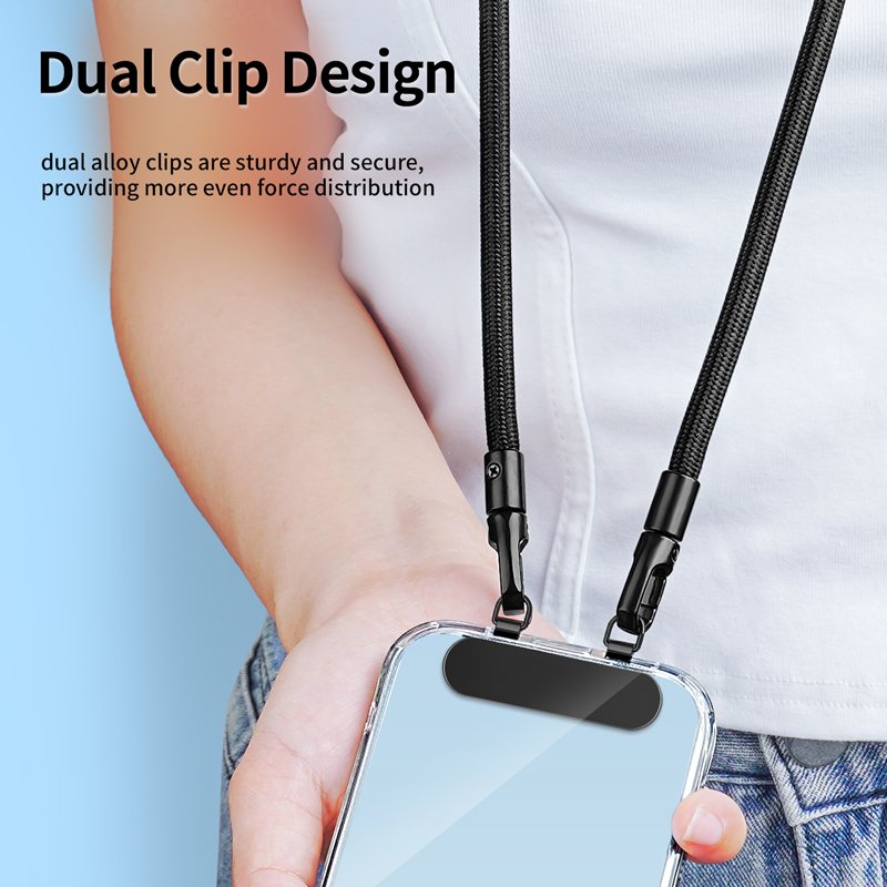 Dual Clip Polyester Rope Wrist Strap Universal Cute Design Short Mobile Phone Lanyard Keychain Tether Patch Cell Accessories