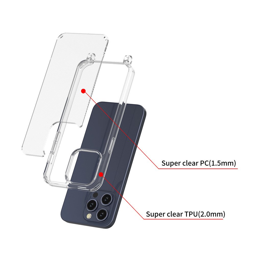 Hole Hook Mobile Phone Case for iPhone 16 15 14 13 Pro Max Clear Crossbody Phone Chain Phone Case with Place to Hang Chains