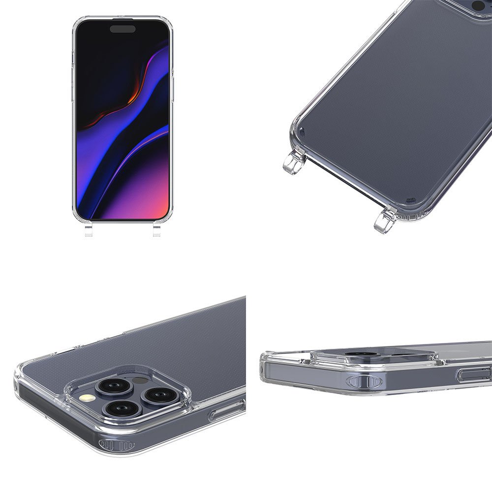 Hole Hook Mobile Phone Case for iPhone 16 15 14 13 Pro Max Clear Crossbody Phone Chain Phone Case with Place to Hang Chains