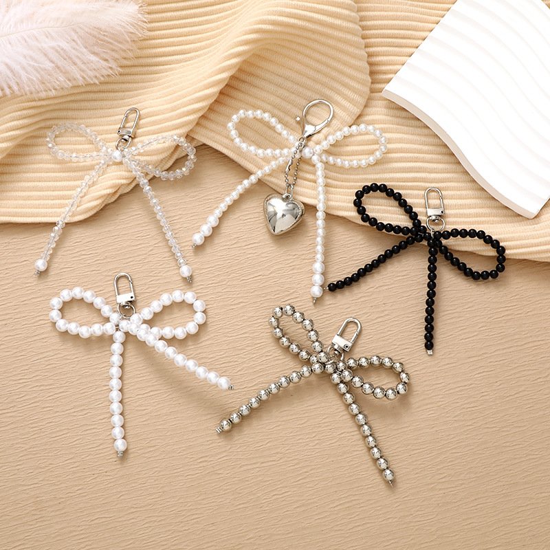20 Style Pearl Bowknot Heart Charm Candy Transparent Love Mobile Phone Chain Charm Decoration Keychain For Bag Phone Car Key