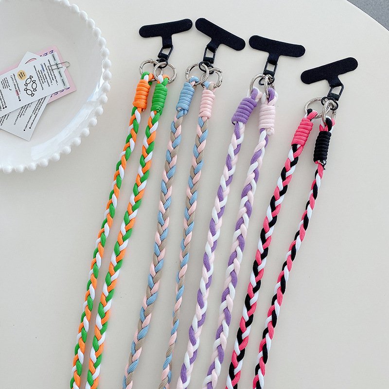 Wholesale personalized LOGO Nylon Patch Soft Rope Mobile Phone Strap Lanyard Cell Phone Hanging Cord Holder