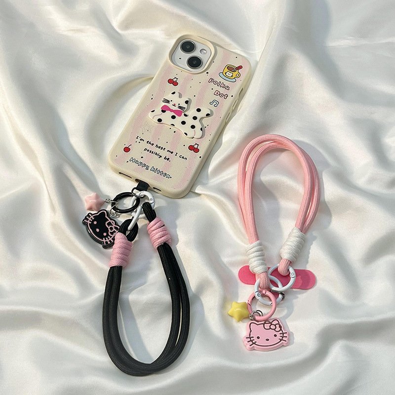 Lilangda Cute Cat Stereoscopic Cartoon Cell Phone Rotating Pendant Wrist Strap Cartoon Backpack Camera Ccd Pendant Nylon Lanyard