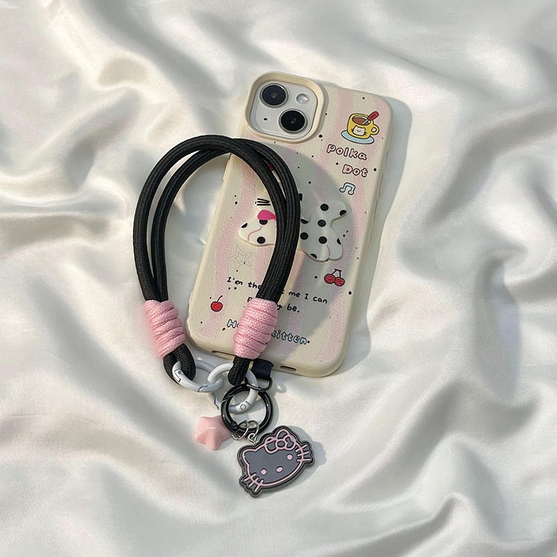 Lilangda Cute Cat Stereoscopic Cartoon Cell Phone Rotating Pendant Wrist Strap Cartoon Backpack Camera Ccd Pendant Nylon Lanyard