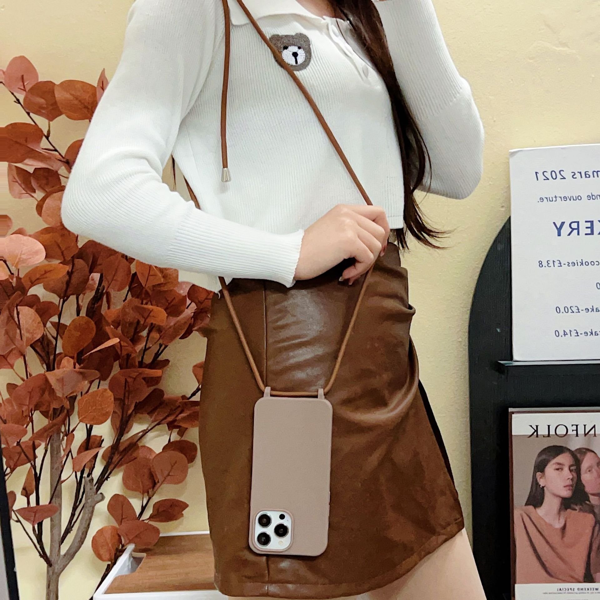 New Candy color enhanced Skin touch crossbody strap lanyard phone case for Iphone 11 12 13 14 15 16plus/ pro/pro max