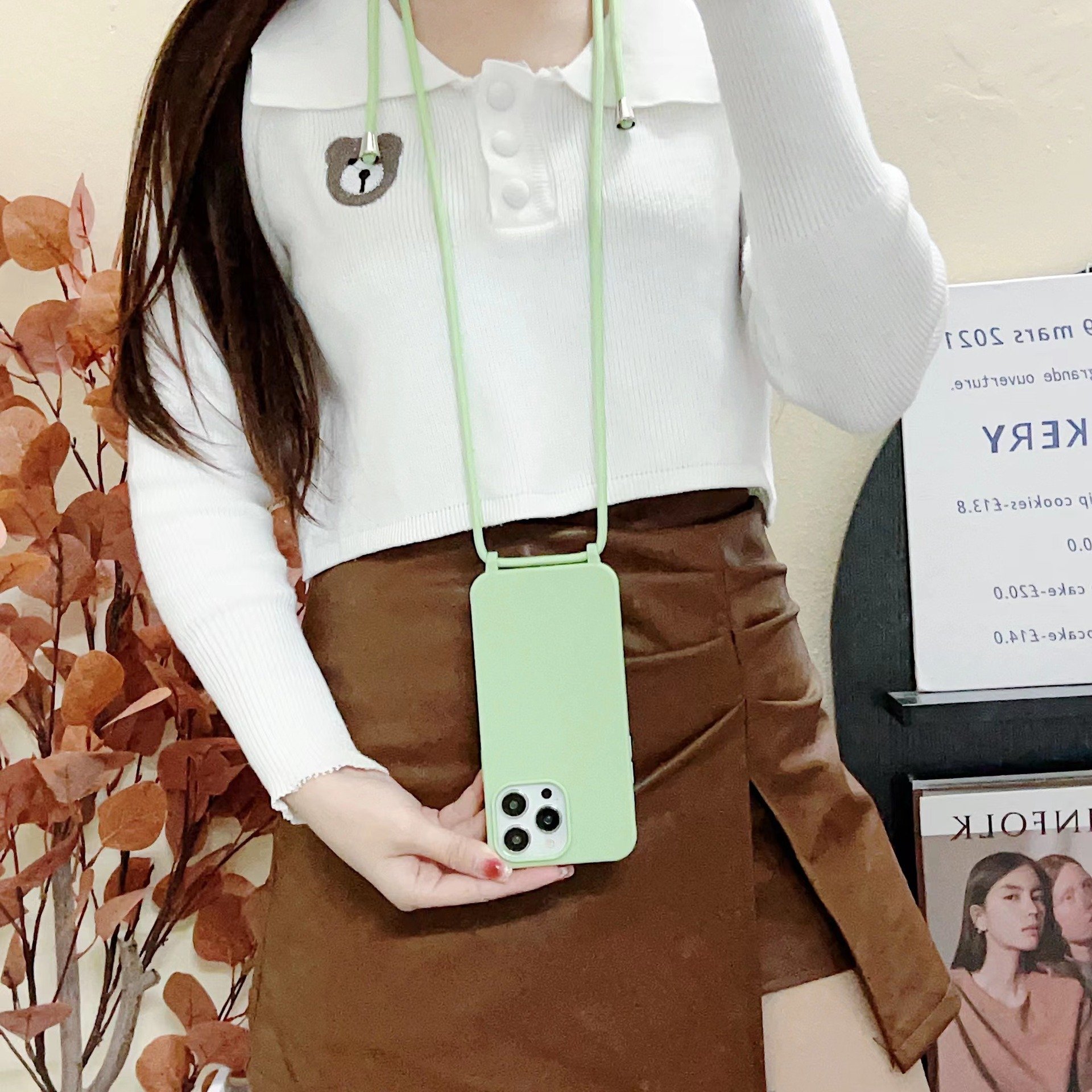 New Candy color enhanced Skin touch crossbody strap lanyard phone case for Iphone 11 12 13 14 15 16plus/ pro/pro max