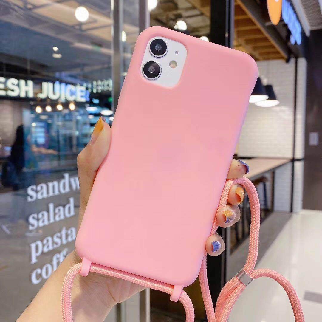 New Candy color enhanced Skin touch crossbody strap lanyard phone case for Iphone 11 12 13 14 15 16plus/ pro/pro max