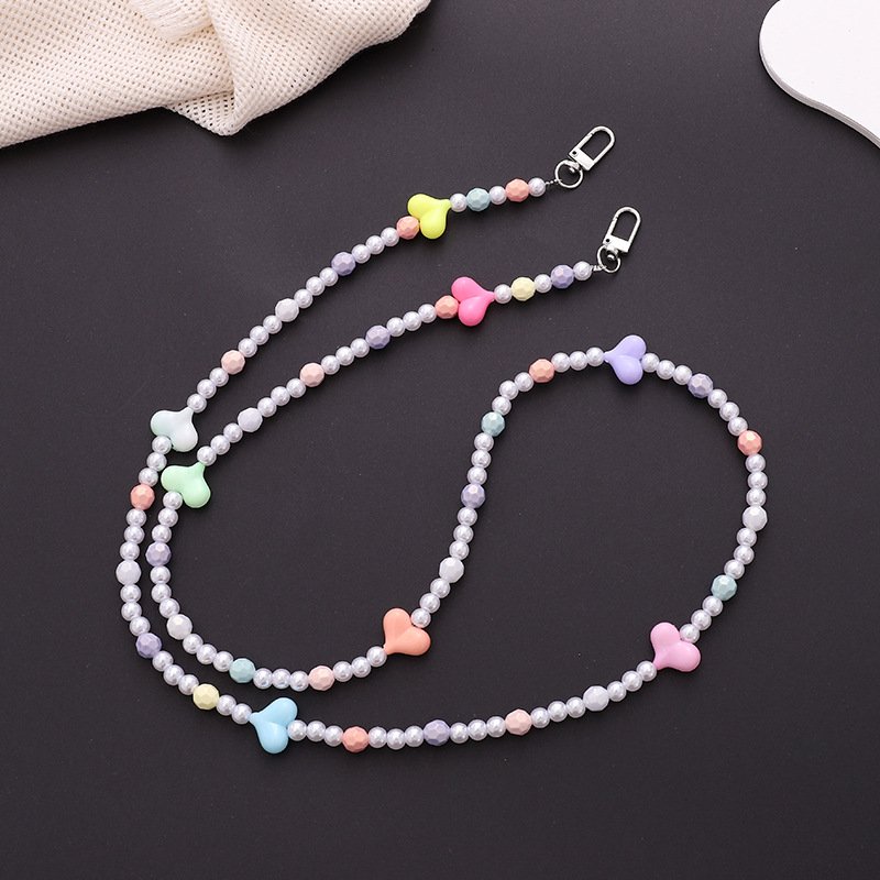 Hot Pearls Portable Phone Strap Custom Pearl Mobile Phone Lanyard Necklace Bow Beaded Mobile Phone Case Crossbody Neck Strap