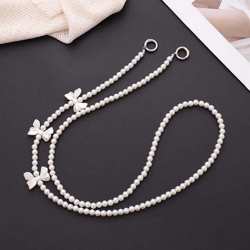 Hot Pearls Portable Phone Strap Custom Pearl Mobile Phone Lanyard Necklace Bow Beaded Mobile Phone Case Crossbody Neck Strap