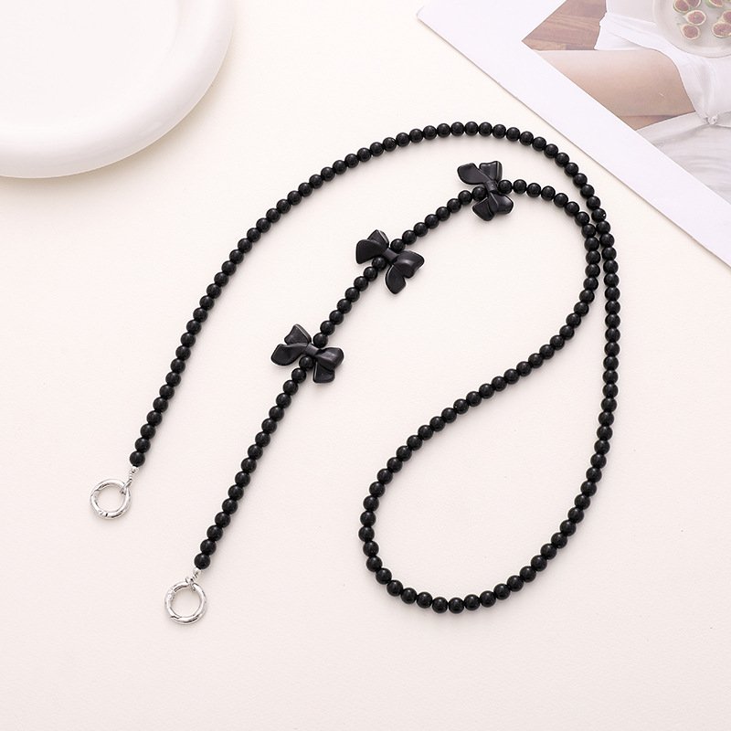 Hot Pearls Portable Phone Strap Custom Pearl Mobile Phone Lanyard Necklace Bow Beaded Mobile Phone Case Crossbody Neck Strap