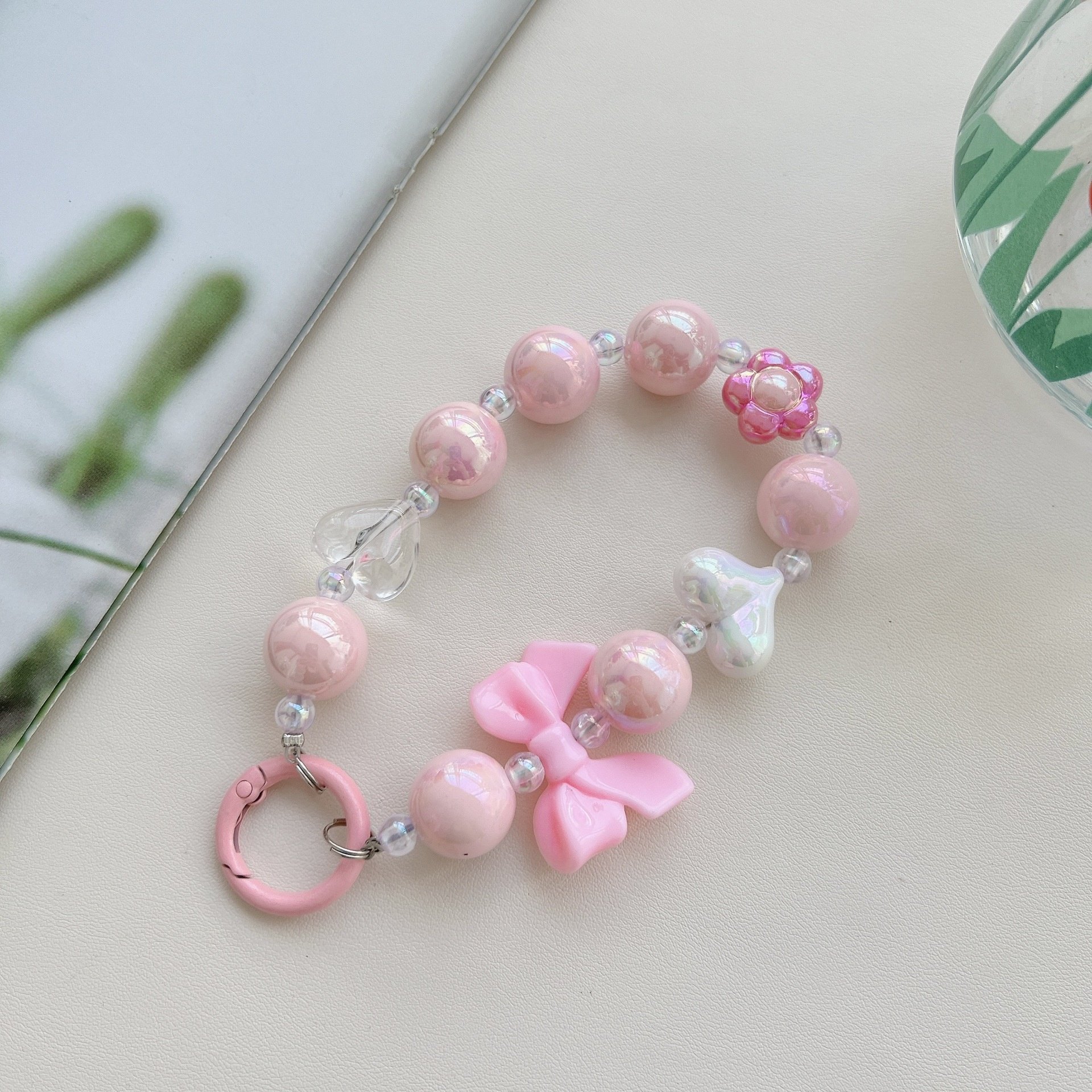 MAXUN Crystal Bowknot Phone Charm Beads Strap Phone Lanyard Pretty Crystal Pearl For Girls Mobile Phone Bracelet Accessories