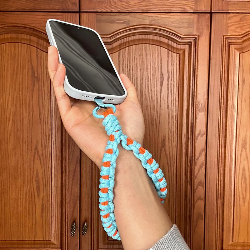 Hot Selling Woven Mobile Phone Strap Accessories Cell Case Charms Hanging Rope Chain Ring Cord Phone Lanyard with Tether Patch