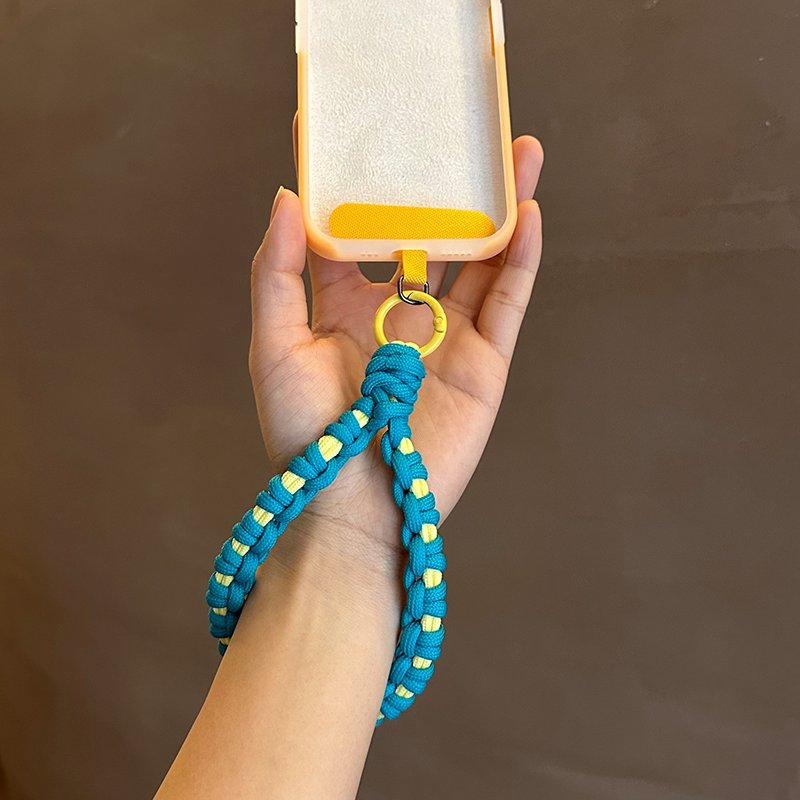 Hot Selling Woven Mobile Phone Strap Accessories Cell Case Charms Hanging Rope Chain Ring Cord Phone Lanyard with Tether Patch
