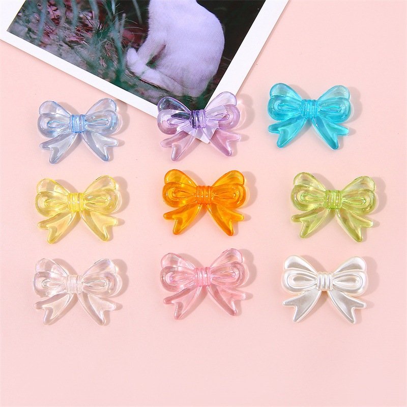 Wholesale Clear Acrylic Loose Beads Women DIY Mobile Phone Strap Accessories Cute Clear Bow Beads for Jewelry Making