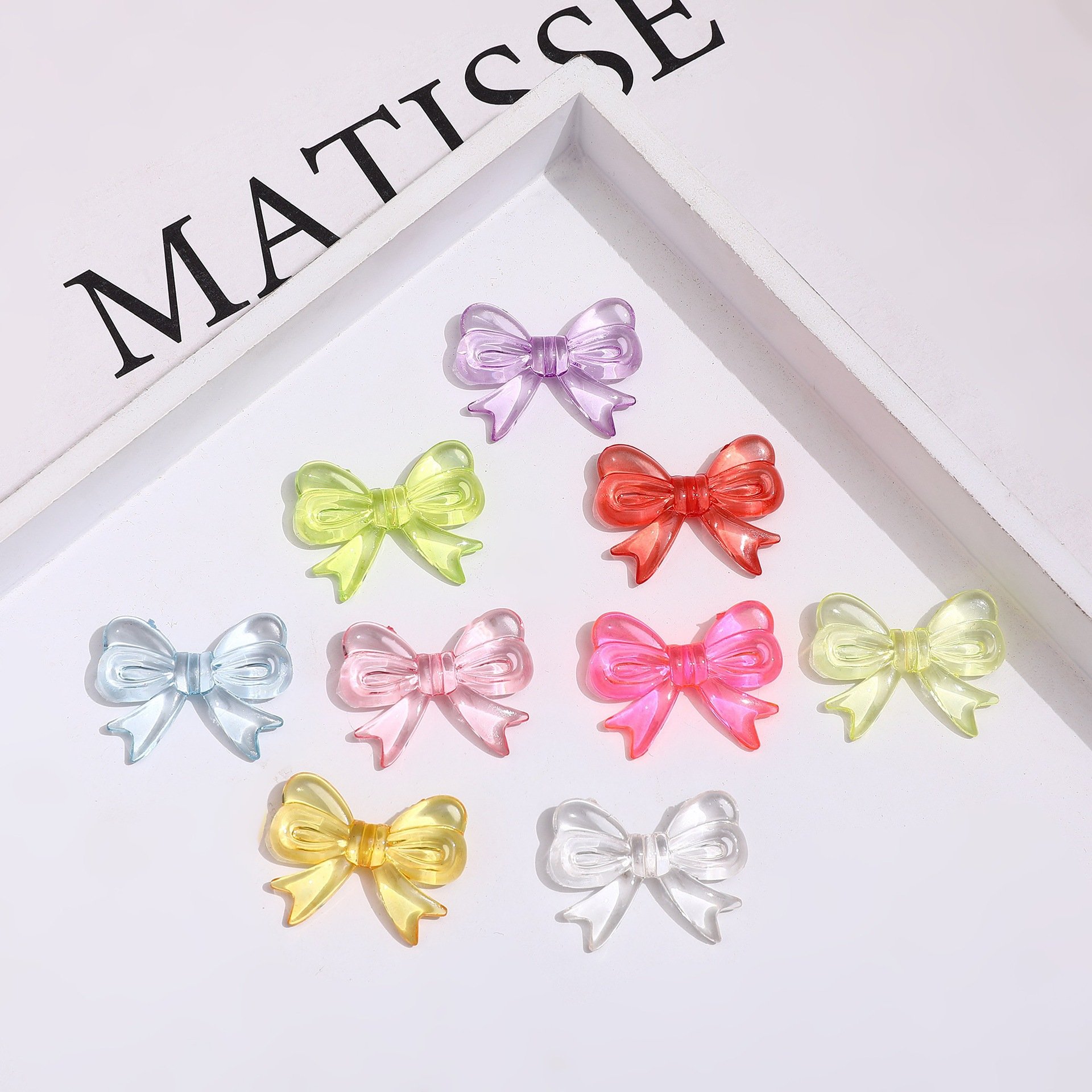 Wholesale Clear Acrylic Loose Beads Women DIY Mobile Phone Strap Accessories Cute Clear Bow Beads for Jewelry Making