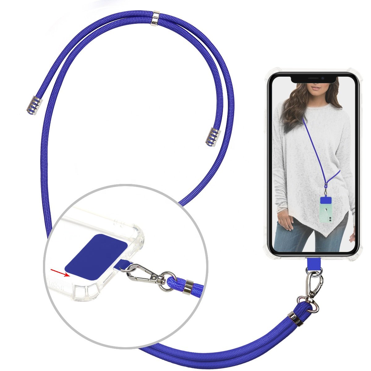 Universal phone lanyard neck strap with durable nylon patch for iPhone Samsung Galaxy Huawei smartphones cord key chain