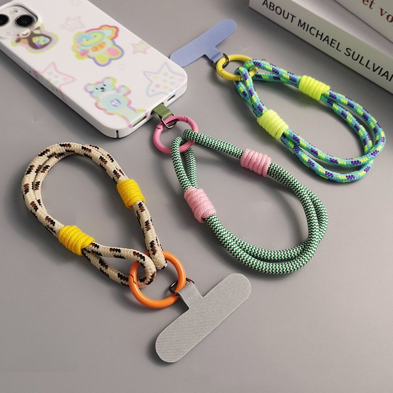 Mobile Phone Lanyard with Two Strands Simple Lanyard Short Wrist Lanyard Anti Loss Card Strip Style Universal Phone Case Strap