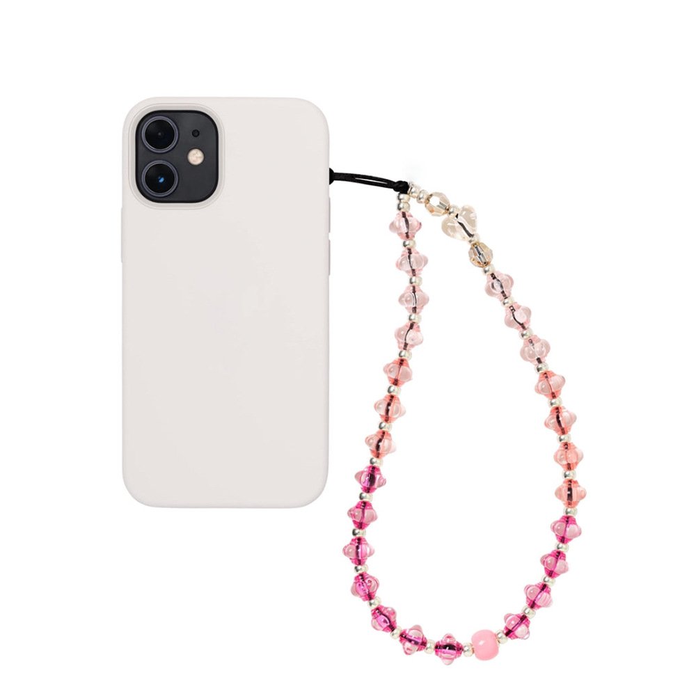 Korean Y2k Resin Heart Beaded Phone Wrist Strap Bead Lanyard Bracelet Phone Case Charm Chain Rope Cord Accessories Keychain Girl