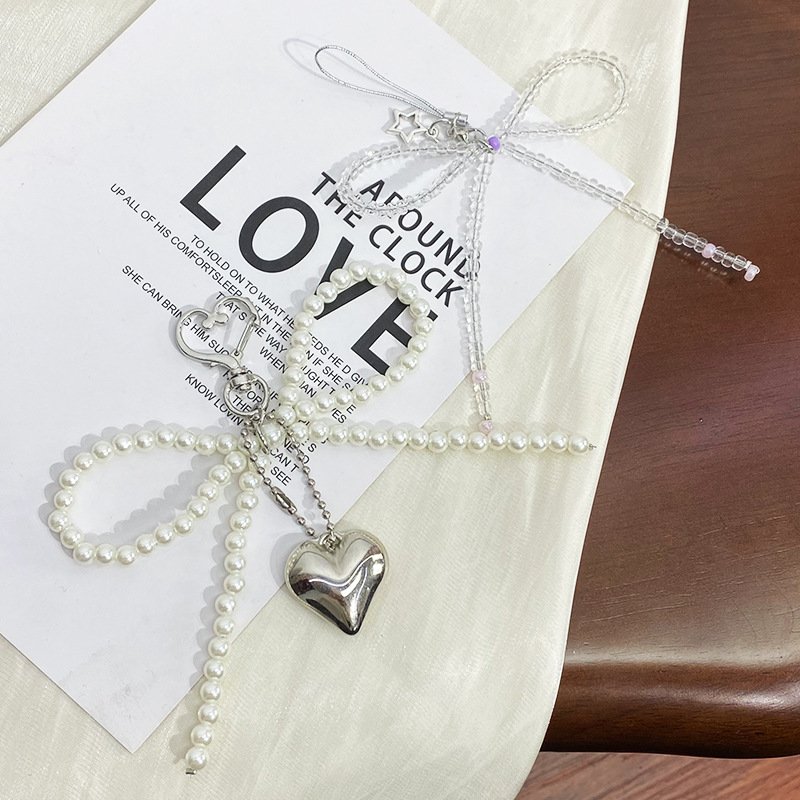 2024 Ins Style Butterfly Keychain for Girls Acrylic Plastic with Fashion Accessories Beads Keychain Mobile Phone Chains