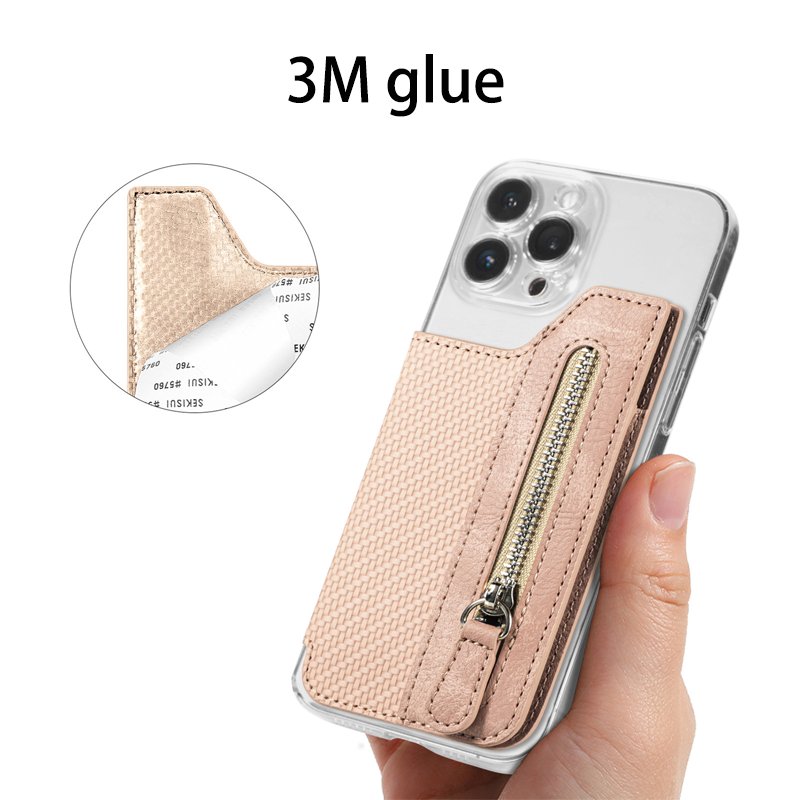 Manufacturers Sell Adhesive Creative Mobile Phone Card Bag Case Wallet Zipper Card Holders Strap for iPhone