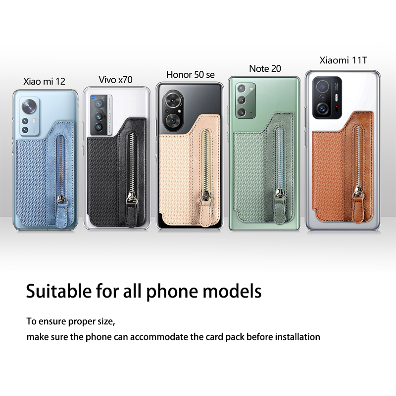 Manufacturers Sell Adhesive Creative Mobile Phone Card Bag Case Wallet Zipper Card Holders Strap for iPhone