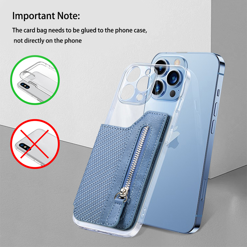 Manufacturers Sell Adhesive Creative Mobile Phone Card Bag Case Wallet Zipper Card Holders Strap for iPhone