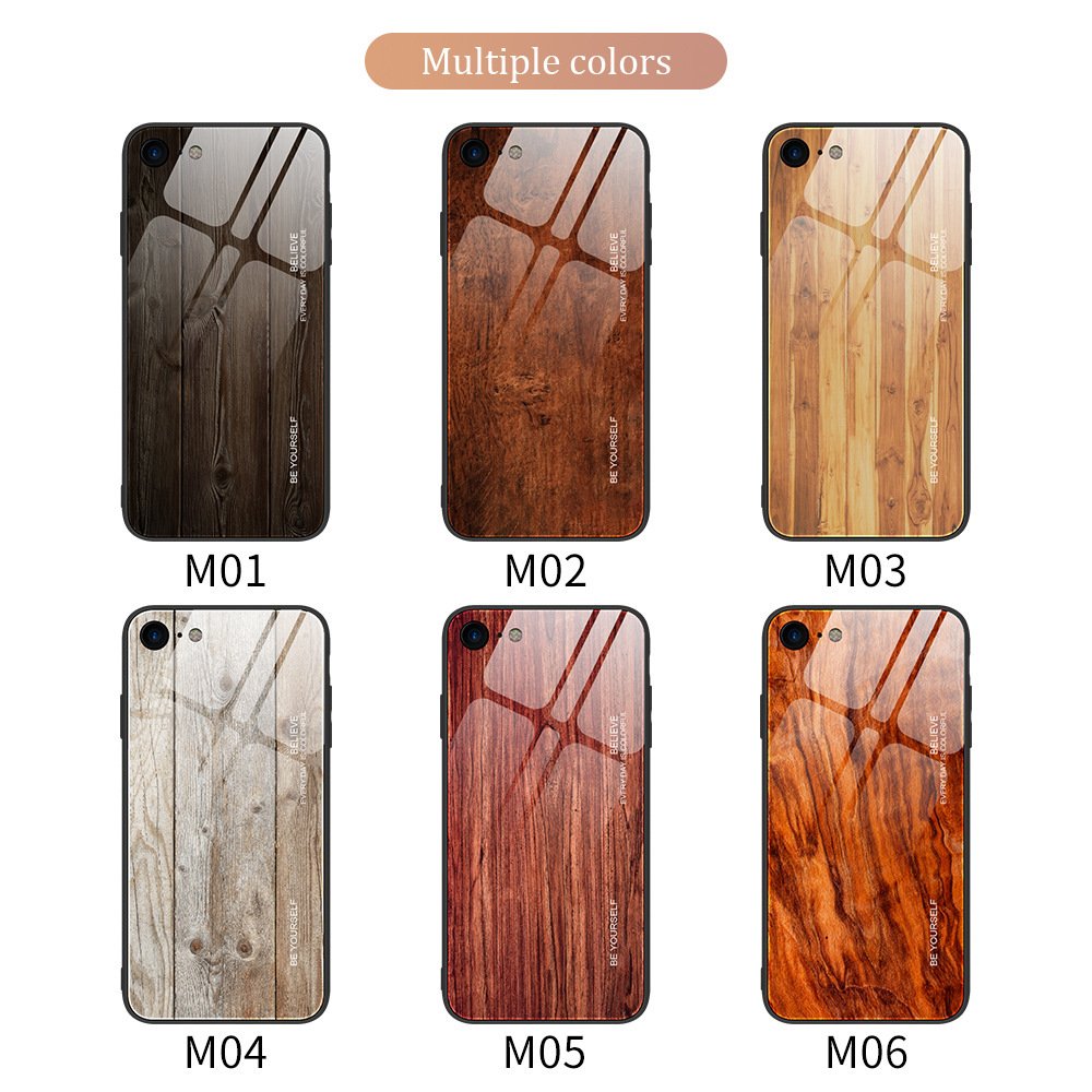 Luxury Wood Grain Shockproof Cell Phone Tempered Glass Back Cover Wooden Design Phone Case For iPhone 14 13 Pro