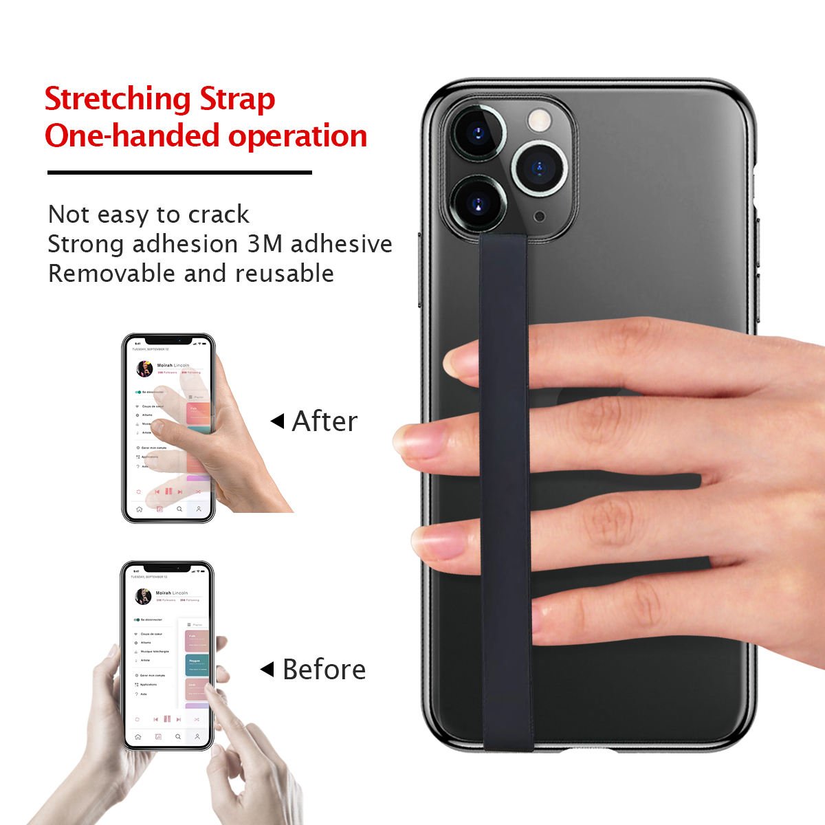 Wholesale custom logo silicone grip for phone adjustable universal length phone loop grips for mobile phone