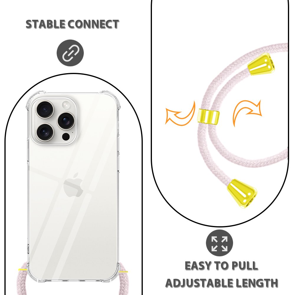 Clear Soft Slim TPU Cellphone Case with Strap For Iphone 16 15 14 13 12 11 Pro Max X XS XR 7 8 Plus SE