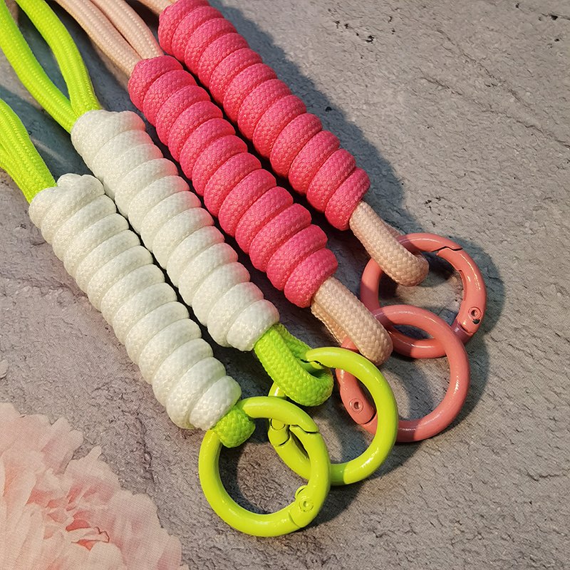 125cm mobile phone lanyard with adjustable woven knotting strap. Mobile phone strap with adjustable strap