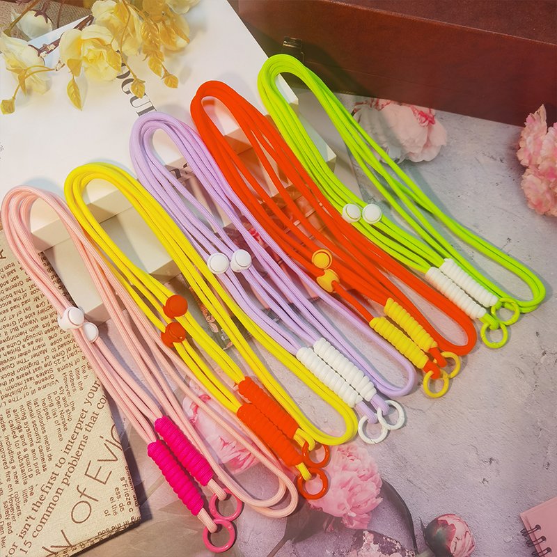 125cm mobile phone lanyard with adjustable woven knotting strap. Mobile phone strap with adjustable strap