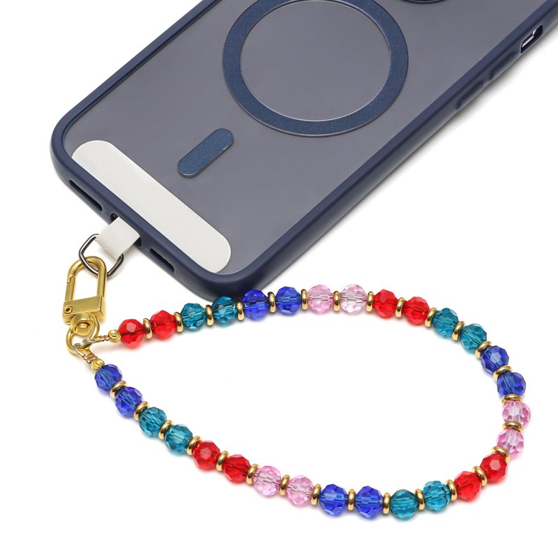 crystal bead wrist chain for mobile phone