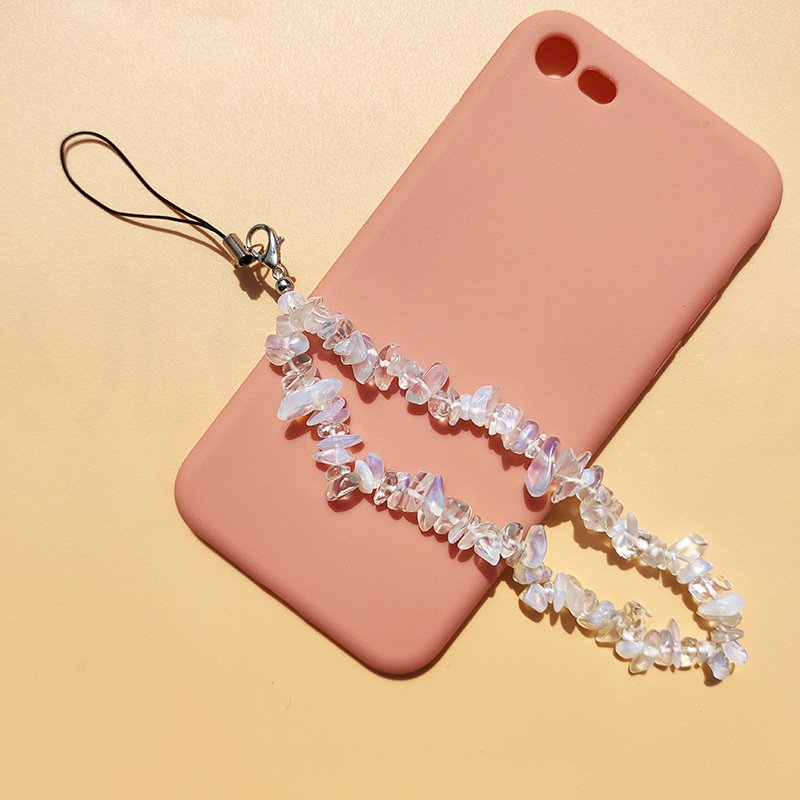 Wholesale New Gemstone Natural Stone Gravel Crystal Stone phone strap Crystal Amethyst Rose Quartz Opal mobile phone Chain