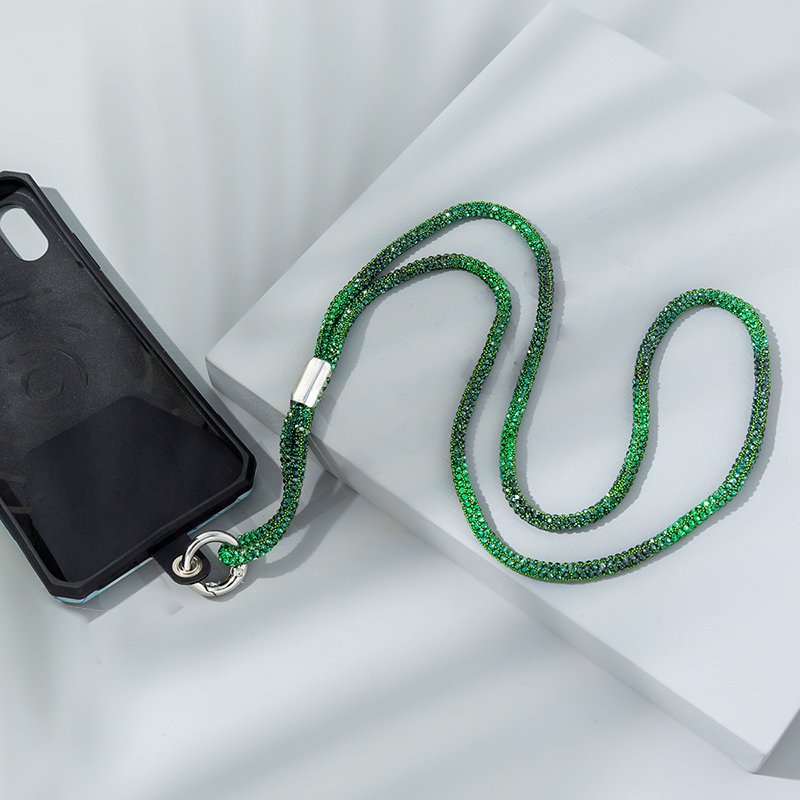 Wholesale Universal Glass Crystal Rope Soft Tube Sparkling String Mobile Phone Straps Cell Phone Diamond Lanyard