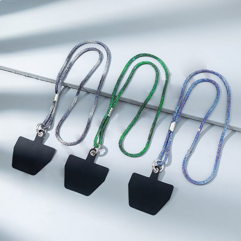 Wholesale Universal Glass Crystal Rope Soft Tube Sparkling String Mobile Phone Straps Cell Phone Diamond Lanyard