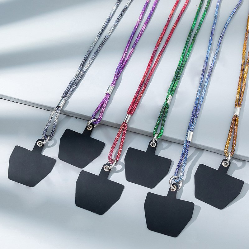 Wholesale Universal Glass Crystal Rope Soft Tube Sparkling String Mobile Phone Straps Cell Phone Diamond Lanyard