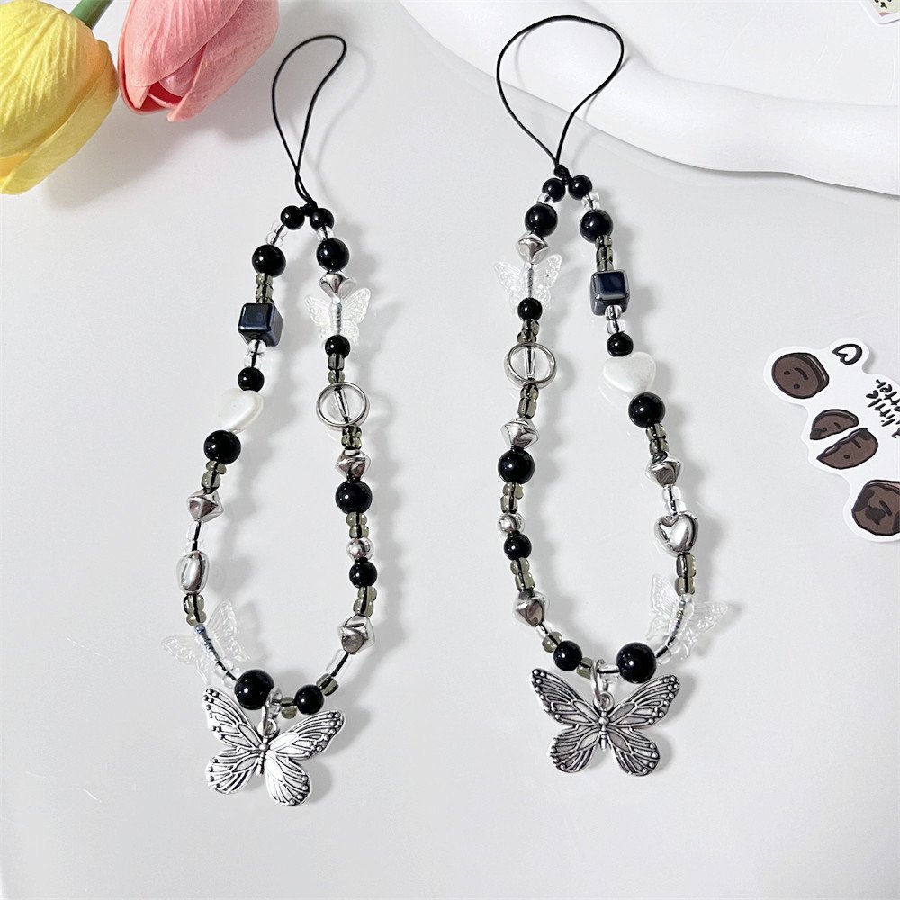 Handmade Cellphone Lanyard Mobile Phone Strap Charm Chain Bear Chain Cute Butterfly Wholesale Beads For Phone Charms