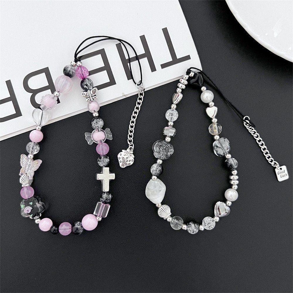 Handmade Cellphone Lanyard Mobile Phone Strap Charm Chain Bear Chain Cute Butterfly Wholesale Beads For Phone Charms