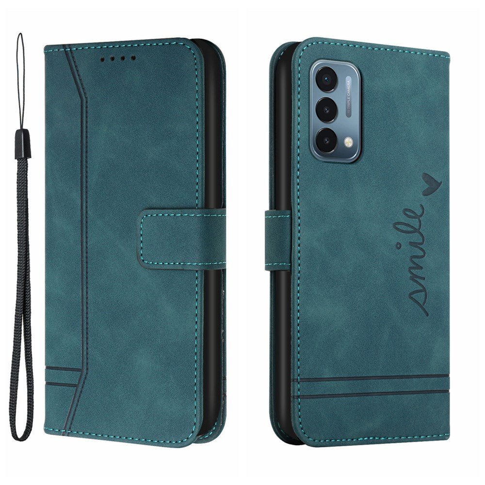 Imprinted Heart Wallet Stand PU Leather Cell Phone Pouch Cover for OnePlus Nord 2 With Strap Mobile Phone Bag Case