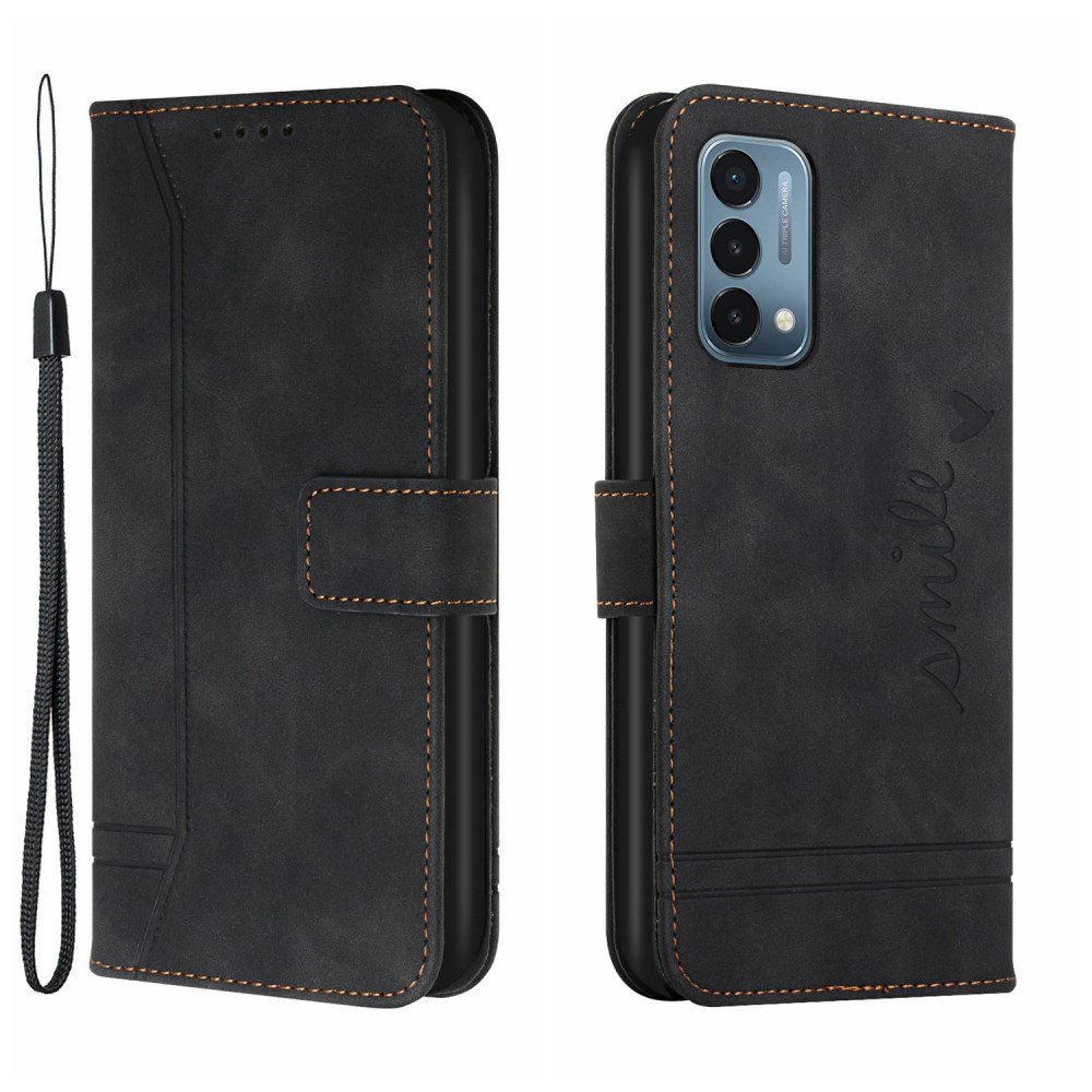 Imprinted Heart Wallet Stand PU Leather Cell Phone Pouch Cover for OnePlus Nord 2 With Strap Mobile Phone Bag Case