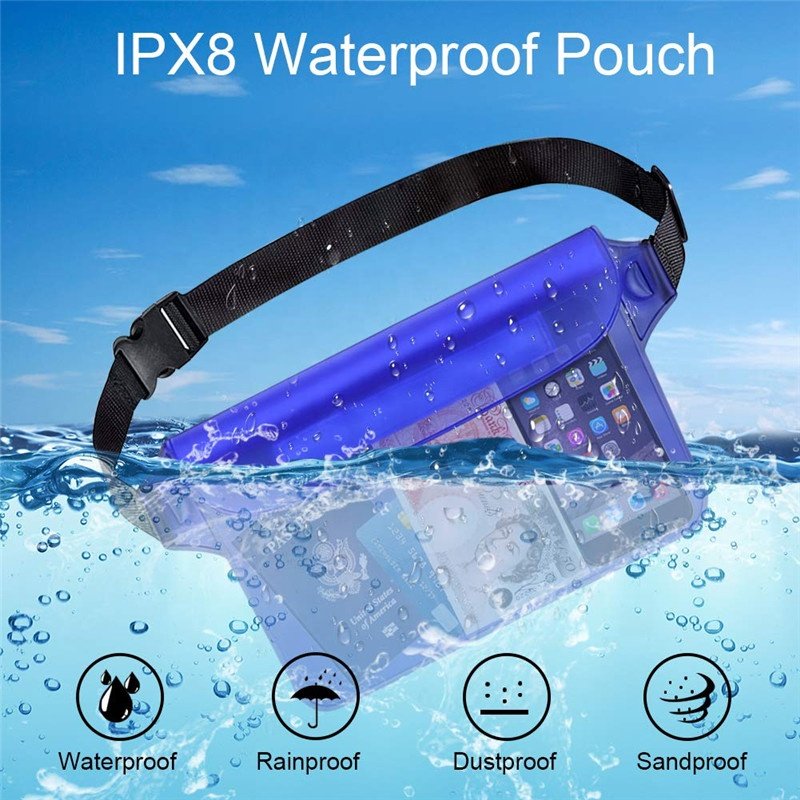 Yuanfeng Factory Wholesale Waterproof Pouch Bag PVC Waist Pouch with Adjustable Waist Strap for Beach, Swimming
