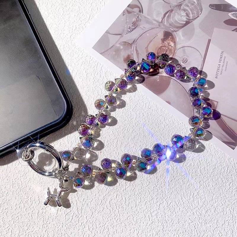 fashion hanging chain ring code cell phone wrist strap clip universal dog crystal mobile phone lanyard