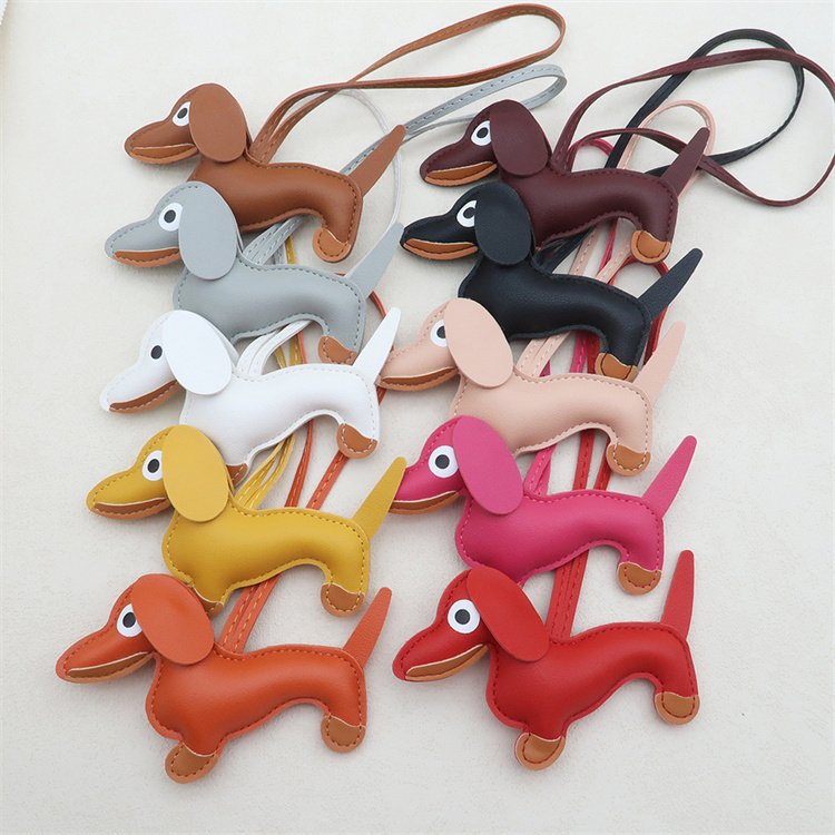 2024 Fashion Trendy Products Leather Dachshund Pendant Mobile Phone Chains Backpack Ornament Bag Decoration Girl Children Gift