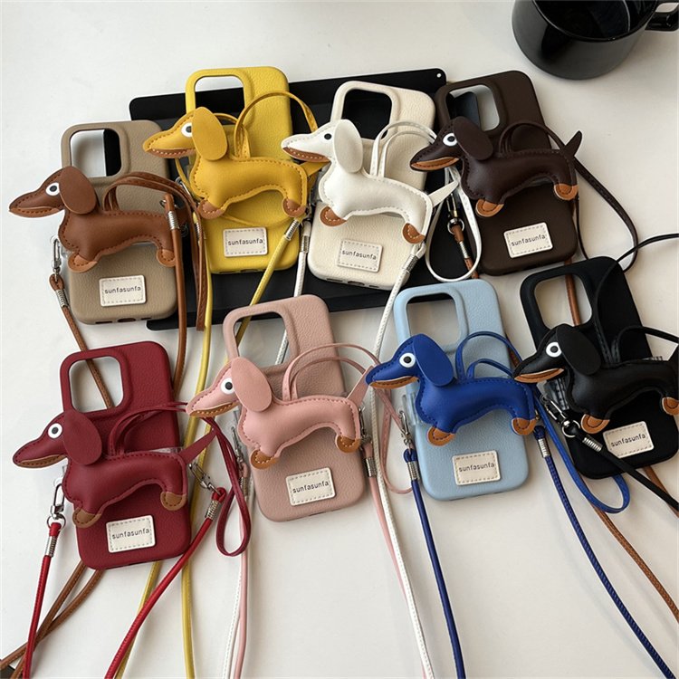 2024 Fashion Trendy Products Leather Dachshund Pendant Mobile Phone Chains Backpack Ornament Bag Decoration Girl Children Gift