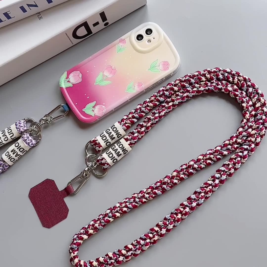 New Universal colorful cell phone lanyard Crossbody anti-lost phone case long Woven lanyards