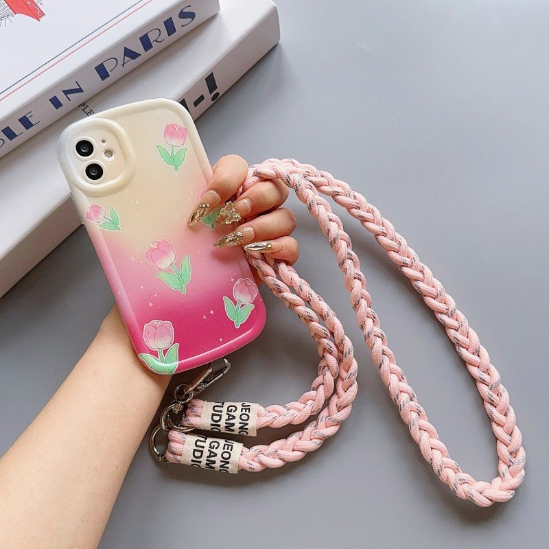 New Universal colorful cell phone lanyard Crossbody anti-lost phone case long Woven lanyards